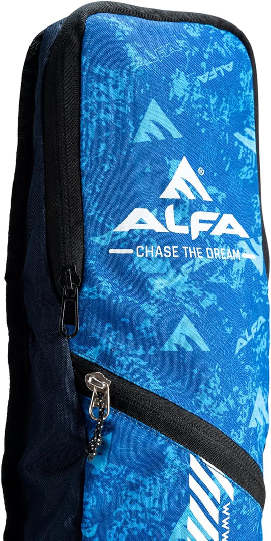 ALFA Storm Hockey Bag for Two Sticks | Color : Multicolor |Size : Adjustable |Material : Polyester | Lightweight and Durable | Spacious Main Compartment | Zipper Pocket for Accessories | Jali Pocket for Organization