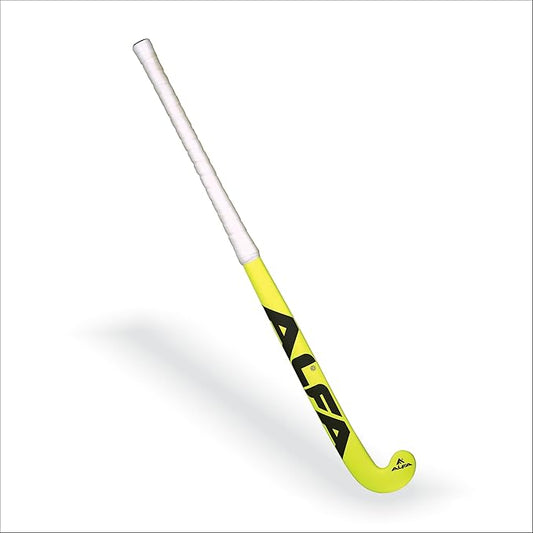 ALFA Indoor 10 Hockey Stick | Color : Yellow | Material : 10% Carbon Composite | Dual Core Technology | Hybrid Composite Structure | Enhanced Control | Lightweight and Durable