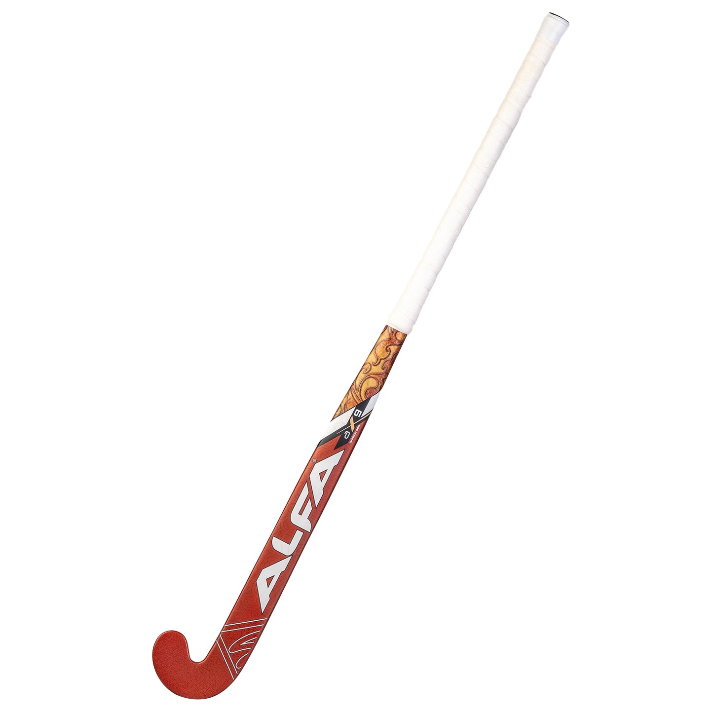 ALFA AX-9 Senior Composite Hockey Stick | Color : Copper | Material : 90% Carbon 5%kevlar 5% fiberglass | Lightweight and Durable |Elite Performance | Precision Craftsmanship | Extra Low Bow Bend for Drag Flick